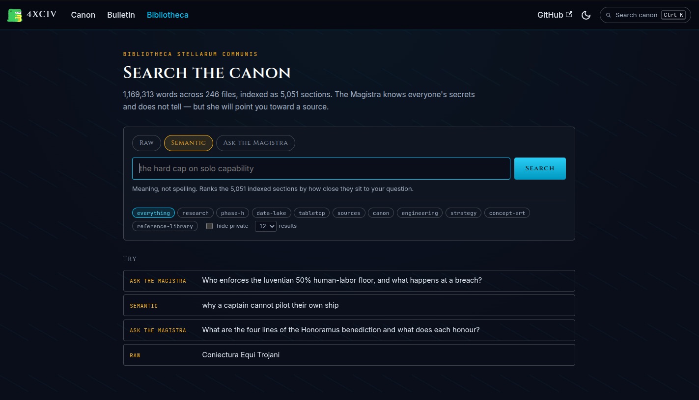 The Bibliotheca search page