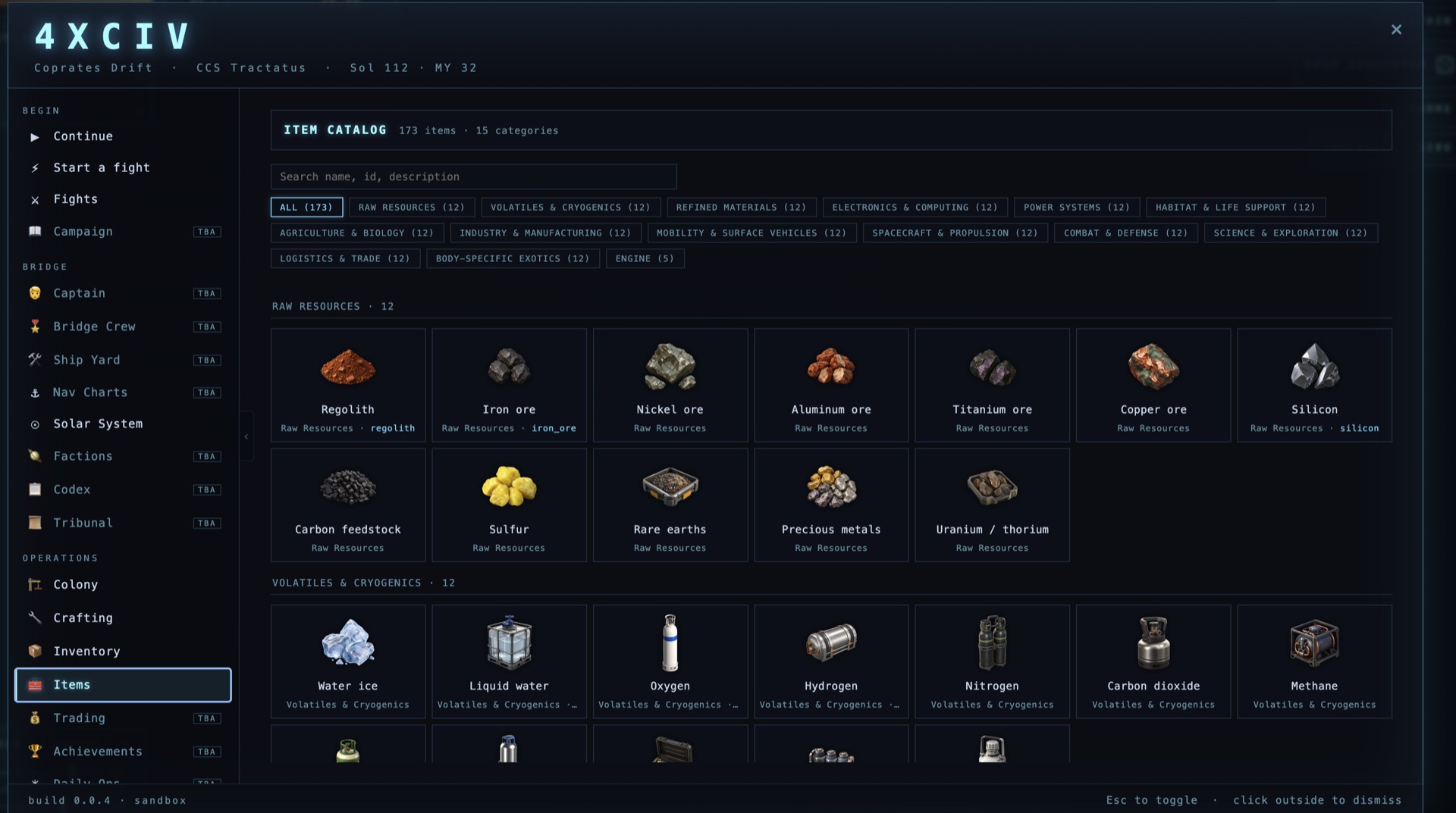 The 173-item catalog